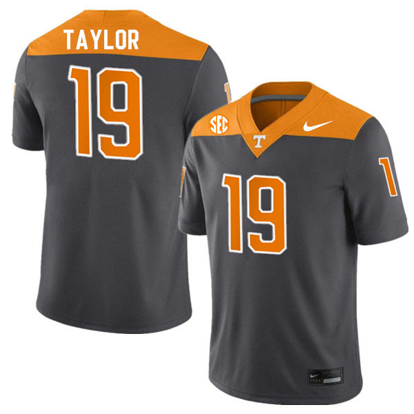 Tennessee Volunteers #19 Darrell Taylor College Football Jerseys Stitched Sale-Anthracite